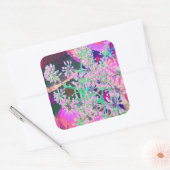 Coole Abstrakte Retro-Natur in Rosa und Kalkgrün Quadratischer Aufkleber (Umschlag)