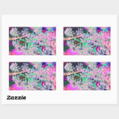 Coole Abstrakte Retro-Natur in Rosa und Kalkgrün Rechteckiger Aufkleber (Blatt)