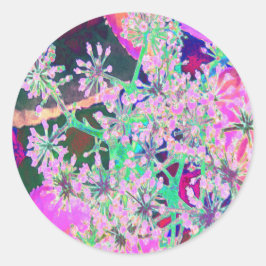 Coole Abstrakte Retro-Natur in Rosa und Kalkgrün Runder Aufkleber