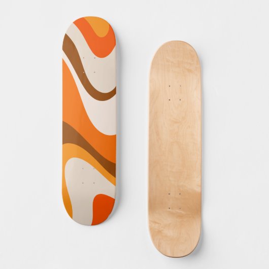Coole Abstrakte Retro, zeitgenössischer Wavy Orang Skateboard (Vorderseite)