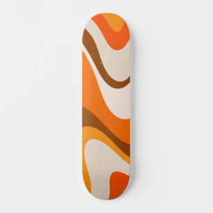 Coole Abstrakte Retro, zeitgenössischer Wavy Orang Skateboard