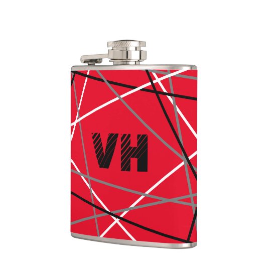 Coole Abstrakte Rot Stripter Gitarreneinträge Flachmann (Links)