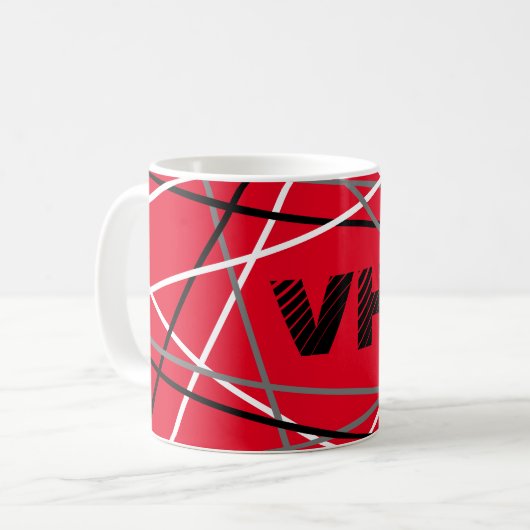 Coole Abstrakte Rot Stripter Gitarreneinträge Kaffeetasse (Vorderseite Links)