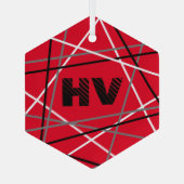 Coole Abstrakte Rot Stripter Gitarreneinträge Ornament Aus Glas (Rückseite)