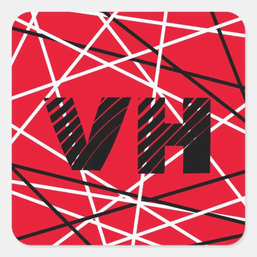 Coole Abstrakte Rot Stripter Gitarreneinträge Quadratischer Aufkleber (Vorderseite)