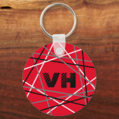 Coole Abstrakte Rot Stripter Gitarreneinträge Schlüsselanhänger (Rückseite)