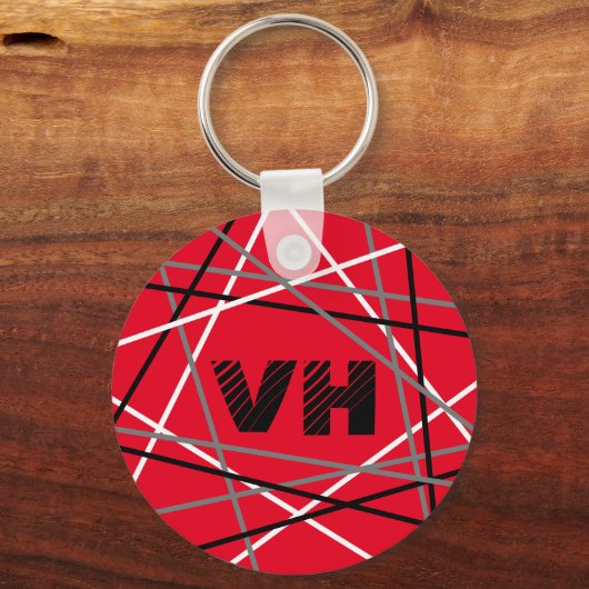 Coole Abstrakte Rot Stripter Gitarreneinträge Schlüsselanhänger (Rückseite)