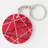 Coole Abstrakte Rot Stripter Gitarreneinträge Schlüsselanhänger (Rückseite)