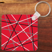 Coole Abstrakte Rot Stripter Gitarreneinträge Schlüsselanhänger (Rückseite)