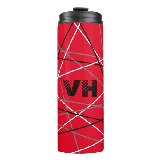 Coole Abstrakte Rot Stripter Gitarreneinträge Thermosbecher (Vorderseite)