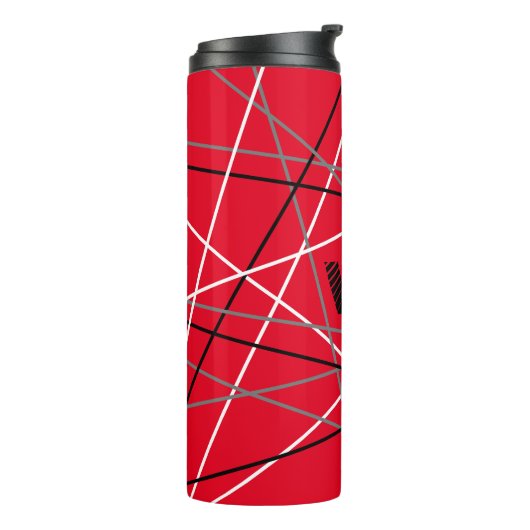 Coole Abstrakte Rot Stripter Gitarreneinträge Thermosbecher (Nach links gedreht)