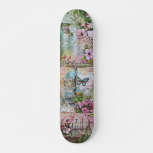 Coole Abstrakte Vintage Blumenstrasse Skateboard