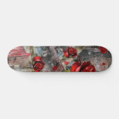Coole Abstrakte Vintage Rote Rose Skateboard (Horizontal)