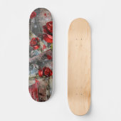 Coole Abstrakte Vintage Rote Rose Skateboard (Vorderseite)