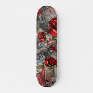 Coole Abstrakte Vintage Rote Rose Skateboard
