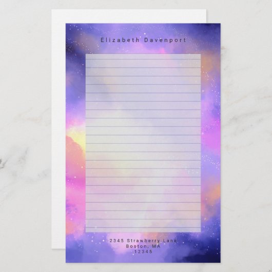 Coole Abstrakte Wasserfarbe Kosmische Raumgestaltu Briefpapier (Vorne/Hinten)