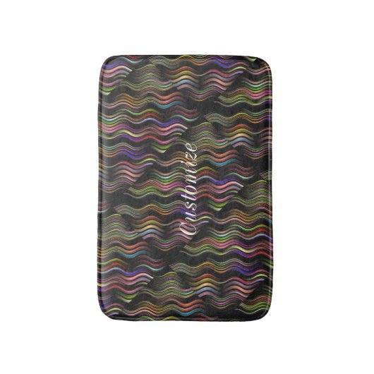 Coole Abstrakte Wavy Line Art Thunder_Cove Badematte (Vorderseite Vertikal)