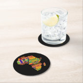 Coole Afrika Karte Kente Tuch für Wo African Lover Runder Pappuntersetzer (Vor Ort)