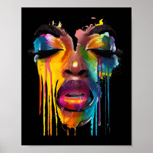 Coole afrikanische Afro Color Painted Face Junet Poster