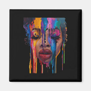 Coole afrikanische Frau Afro-Farbe bemaltes Gesich Magnet