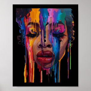 Coole afrikanische Frau Afro-Farbe bemaltes Gesich Poster