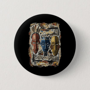 Coole afroamerikanische Tril-Masken-Kunst Schwarze Button