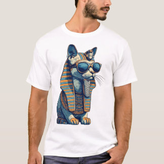 Coole ägyptische Pharaonen-Katzen-Maskottchen-Graf T-Shirt