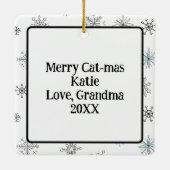 Coole ai Art Cat mit Shades Christmas Keramikornament (Rückseite)