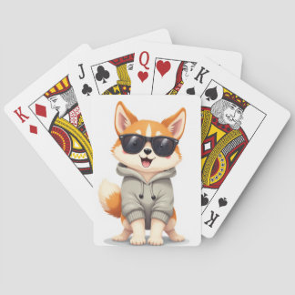 Coole Akita-Hund-Sonnenbrille-Hoodie Lustige Kawai Spielkarten