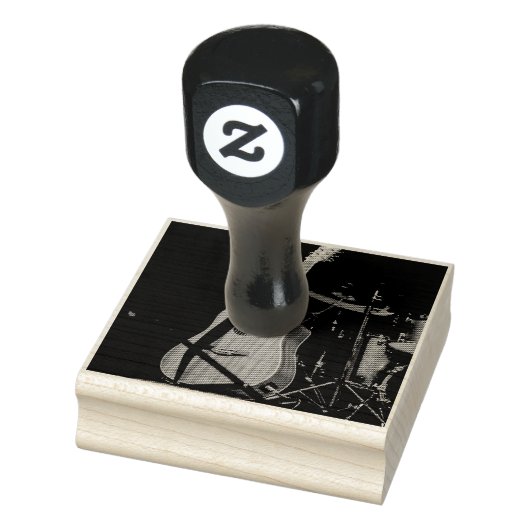 Coole akustische Gitarre Gummistempel (Stempel)