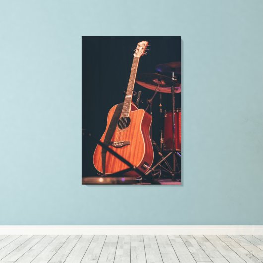 Coole akustische Gitarre Leinwanddruck (Insitu (Holzboden))