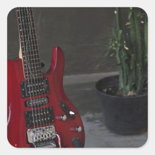 Coole akustische Gitarre Quadratischer Aufkleber