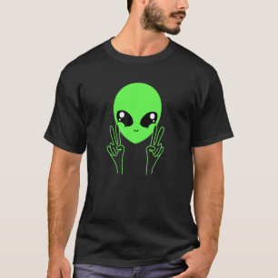 Coole Alien Buddy Peace Sign Funny Alien Ufos T-Shirt