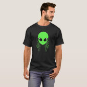 Coole Alien Buddy Peace Sign Funny Alien Ufos T-Shirt (Vorne ganz)