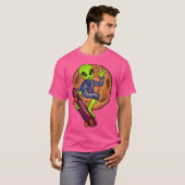 Coole Alien mit Skateboard T-Shirt (Vorne ganz)