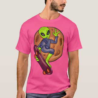 Coole Alien mit Skateboard T-Shirt
