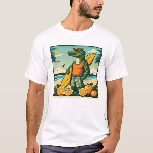 Coole Alligator-Surfs T-Shirt (Vorderseite)
