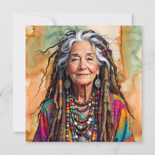 Coole Alte Dame in Dread Locks Hippie Woman Blank (Vorderseite)