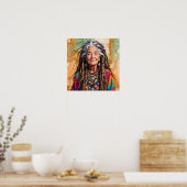 Coole alte Dame in Dreadlocks Hippie-Frau Poster (Küche)