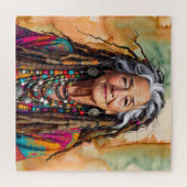 Coole alte Dame in Dreadlocks Hippie-Frau Puzzle (Horizontal)