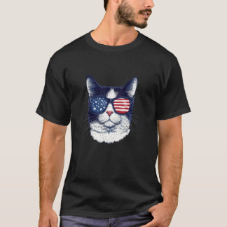 Coole amerikanische Katze mit patriotischer Sonnen T-Shirt