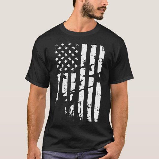 Coole amerikanische Vintage US-Flagge Fasanenjagd T-Shirt (Vorderseite)