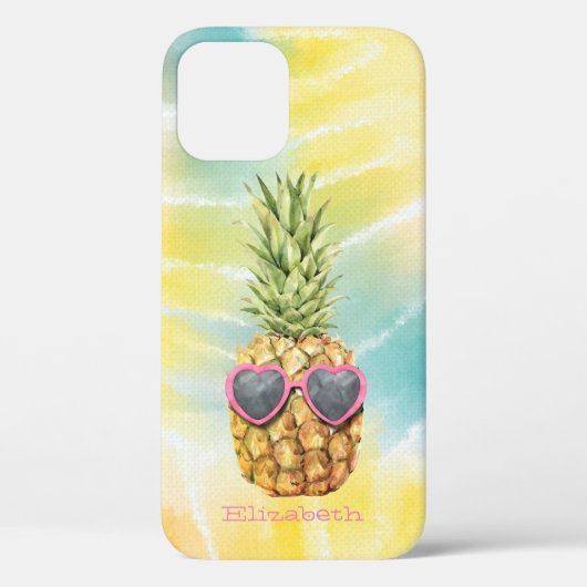 Coole Ananas, Aquarellenbogen-Gefärbte Krawatte Case-Mate iPhone Hülle (Rückseite)