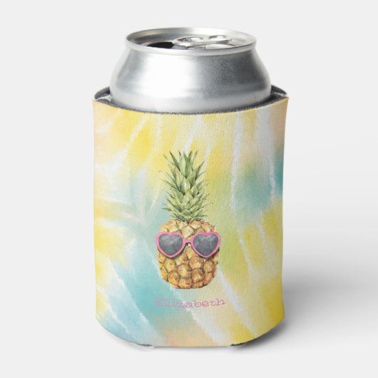 Coole Ananas, Aquarellenbogen-Gefärbte Krawatte Dosenkühler (Kanne Vorderseite)