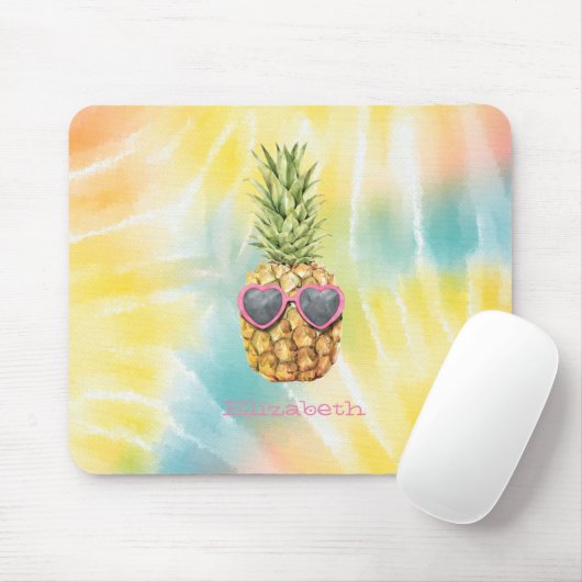Coole Ananas, Aquarellenbogen-Gefärbte Krawatte Mousepad (Mit Mouse)