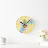 Coole Ananas, Aquarellenbogen-Gefärbte Krawatte Runde Wanduhr (Zuhause)