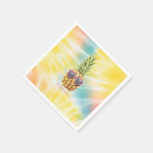 Coole Ananas, Aquarellenbogen-Gefärbte Krawatte Serviette (Ecke)