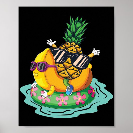 Coole Ananas Banana Sommerurlaub Entspannung Poster (Vorne)