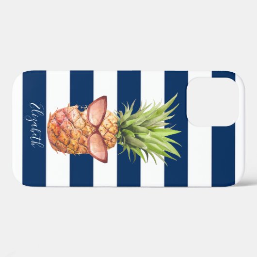 Coole Ananas, blau gestreift Case-Mate iPhone Hülle (Rückseite (Horizontal))