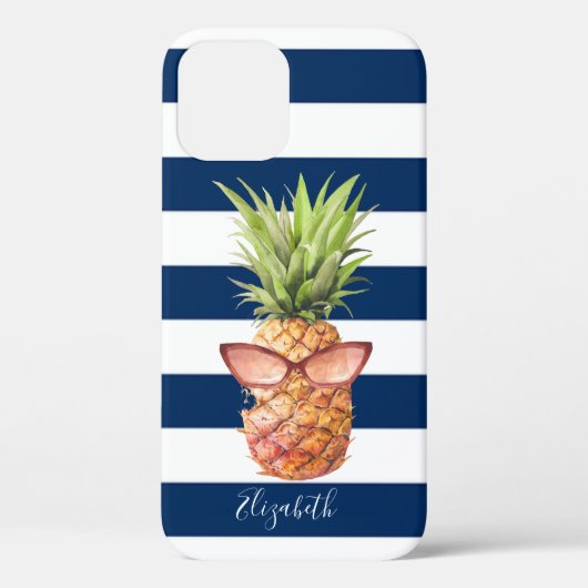 Coole Ananas, blau gestreift Case-Mate iPhone Hülle (Rückseite)